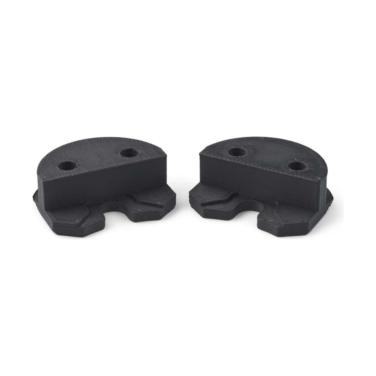 Black wall mounted cycling shoe holders with universal cleat slot for Shimano SPD-SL, Look Delta and Speedplay